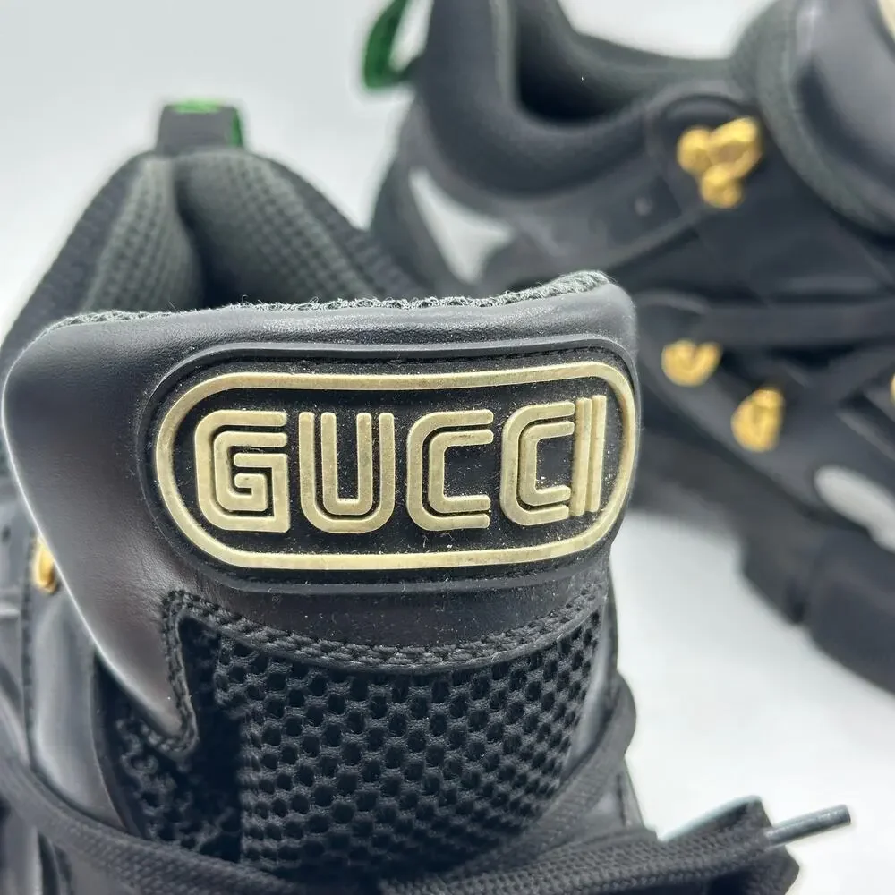 GUCCI Flashtrek Sega Chunky Sneaker Hiking Leather Black Sz 10.5